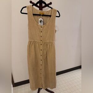 April Cornell Button-Front Tan Dress